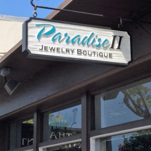 Paradise II Jewelry Boutique illuminated storefront sign
